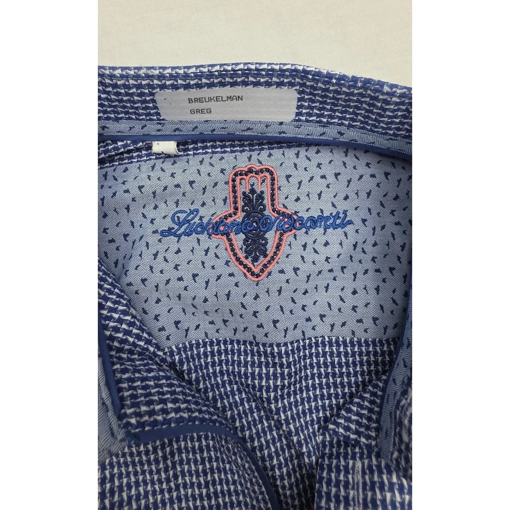 Luchiano Visconti Men's Blue Diamond Pattern‎ Longsleeve Button Down Shirt...
